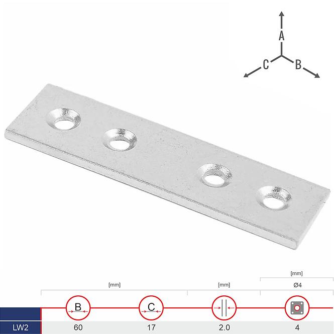 Plochá Spojka Úzky LW2 60x17x2.0