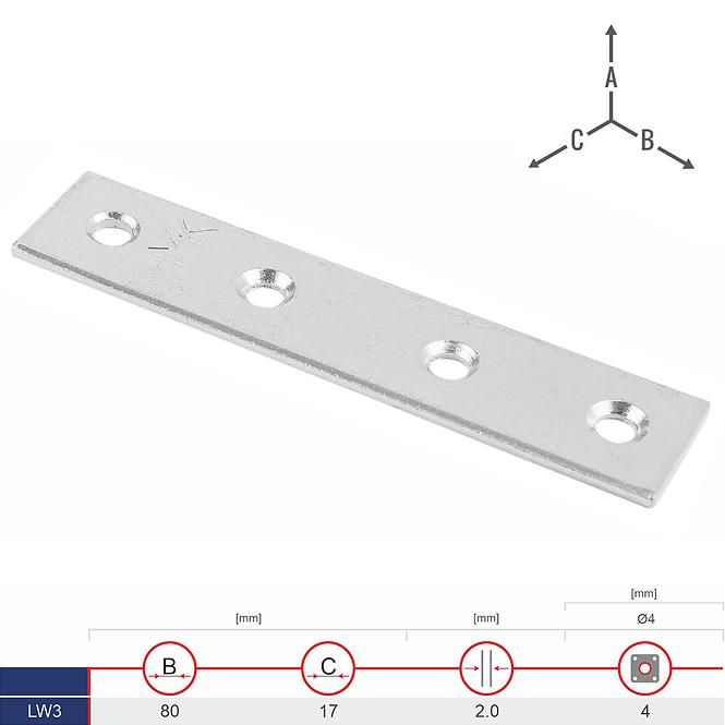 Plochá Spojka Úzky LW3 80x17x2.0