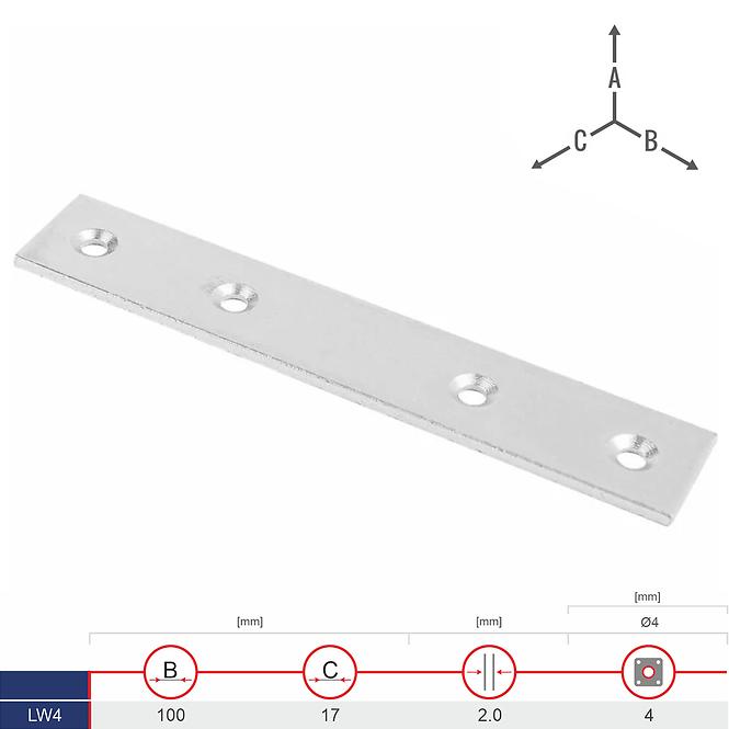 Plochá Spojka Úzky LW4 100x17x2.0