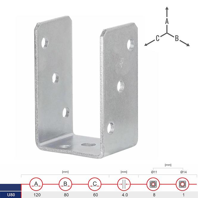 Pätka Stĺpíka Typ „U” U80 80x120x60x4.0