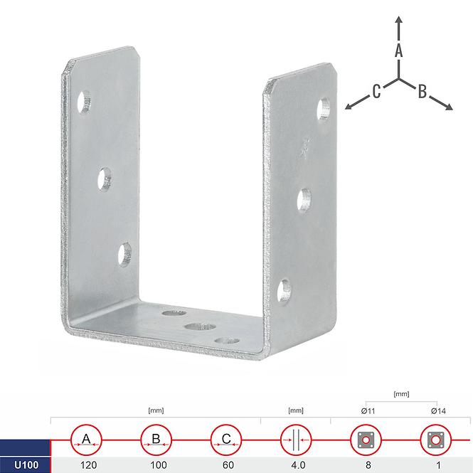 Pätka Stĺpíka Typ „U” U100 100x120x60x4.0