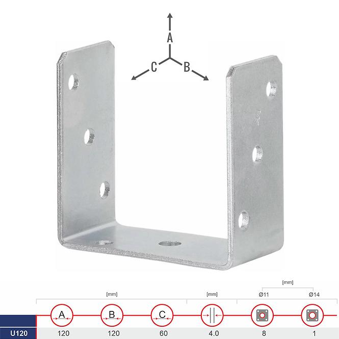 Pätka Stĺpíka Typ „U” U120 120x120x60x4.0