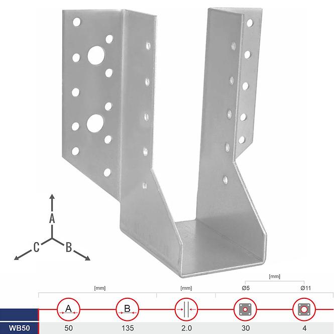 Trámová Pätka WB50 135x50x2.0