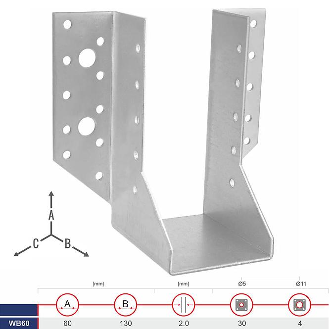 Trámová Pätka WB60 130x60x2.0