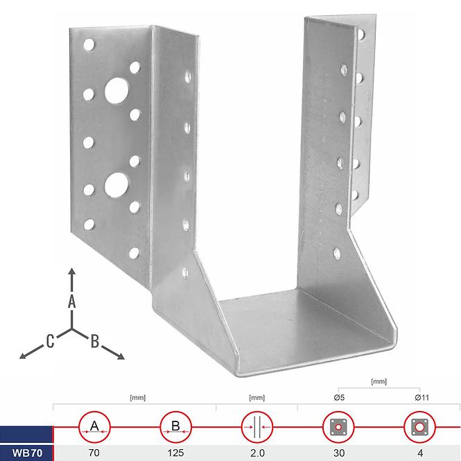 Trámová Pätka WB70 125x70x2.0