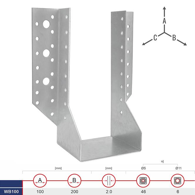 Trámová Pätka WB100 200x100x2.0