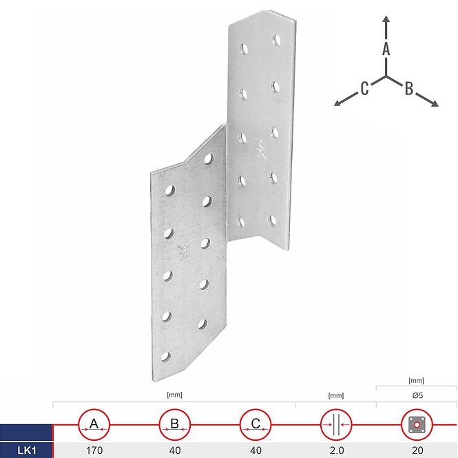 Krokvová Spojka LK1 40x40x170x2.0 L