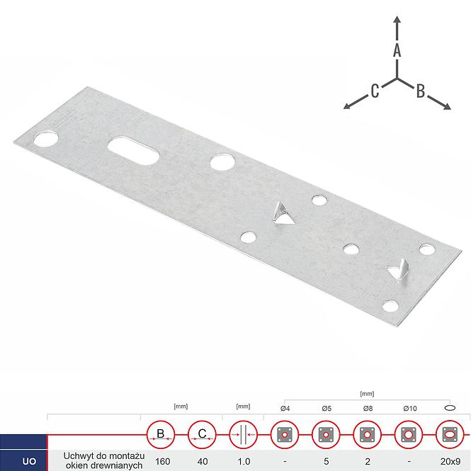 Držiak na Inštaláciu Drevených Okien UO 160x40x1.0