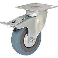 Otočné pojazdné koliesko s brzdou 50 mm/40 kg montážna doska, sivá guma