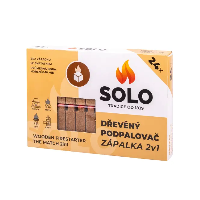 SOLO Drevený podpaľovač zápalka 2v1 24ks 8029419