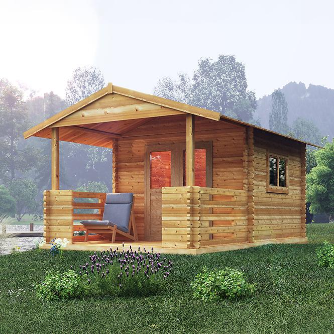 Domček Zuzia I 3x3m + terasa 3x2m s oknom, 34mm, s podlahou