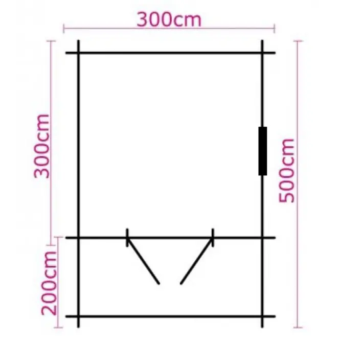 Domček Zuzia I 3x3m + terasa 3x2m s oknom, 34mm, s podlahou,4