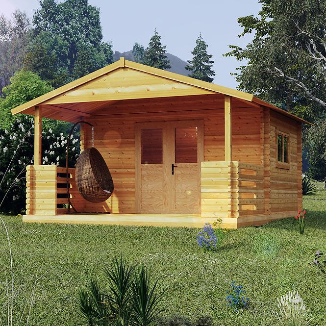 Domček Zuzia II 4x3m + terasa 4x2m s oknom, 34mm, s podlahou