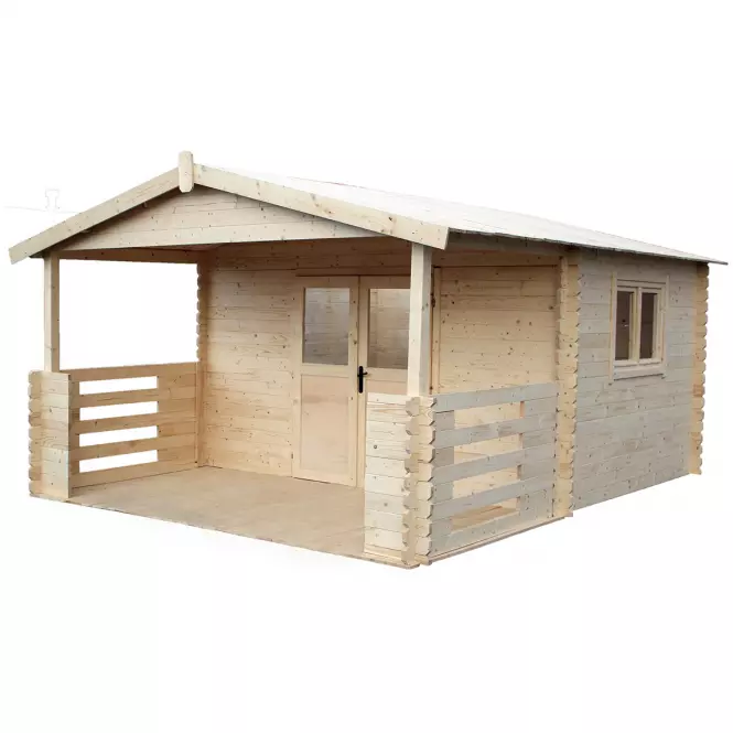Domček Zuzia II 4x3m + terasa 4x2m s oknom, 34mm, s podlahou
