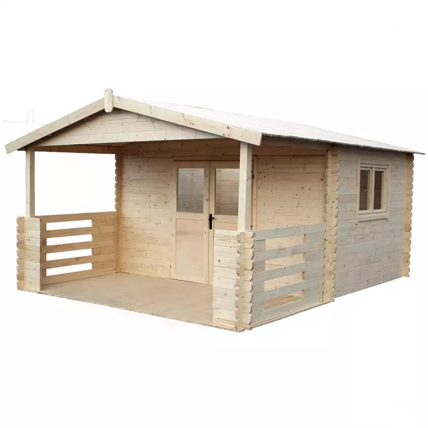 Domček Zuzia II 4x3m + terasa 4x2m s oknom, 34mm, s podlahou