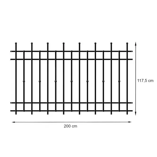 Plotový diel Brema 117,5x200 ral9005 w6161,2