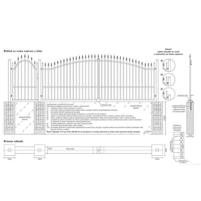 Plotový diel Brema 117,5x200 ral9005 w6161