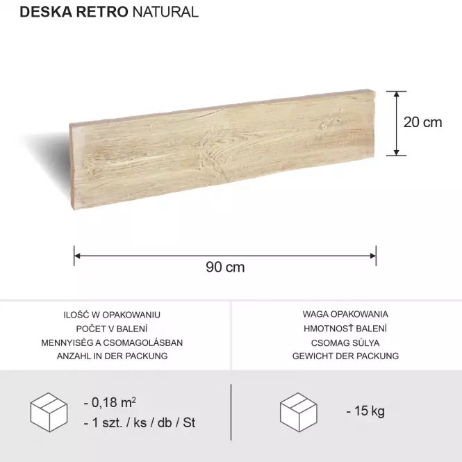 Betónová Doska Terasová Retro Natural 90x20x4cm,3
