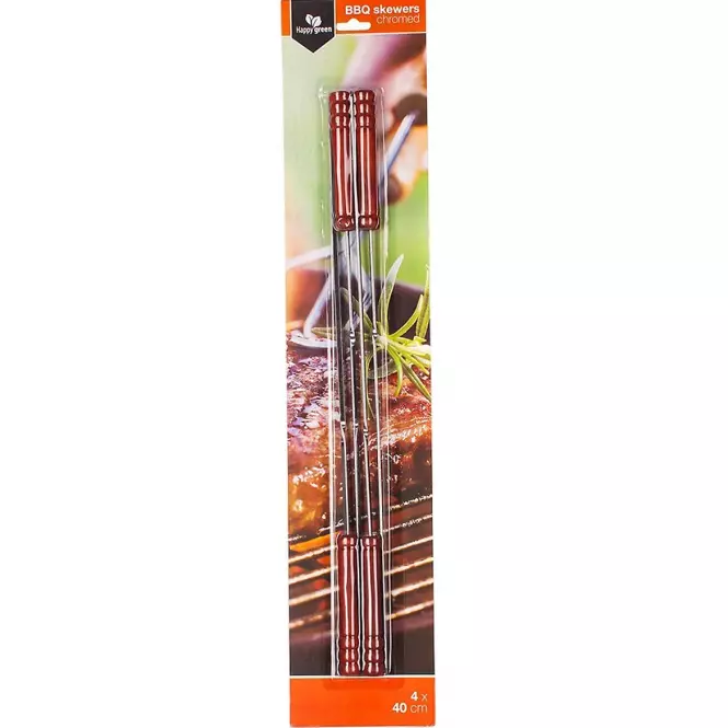 Chrómované ihlice na opekanie,BBQ 40 cm, 4 ks