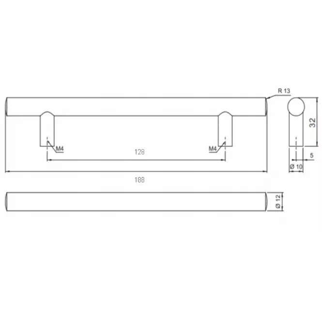 Rukoväť-A100/L-128/188MM BSN,2