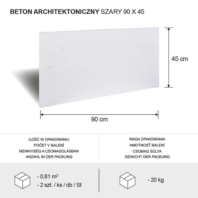 Architektonický Betón Šedá 90 x 45 x 1,5cm