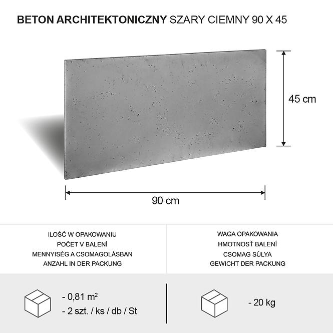 Architektonický Betón Tmavo Šedá 90 x 45 x 1,5cm