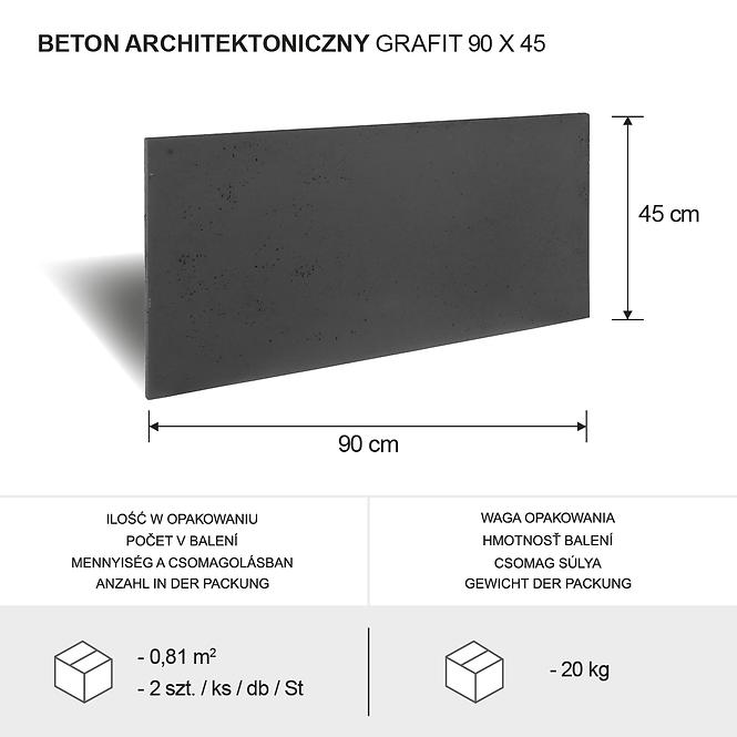 Architektonický Betón Grafitová 90 x 45 x 1,5cm