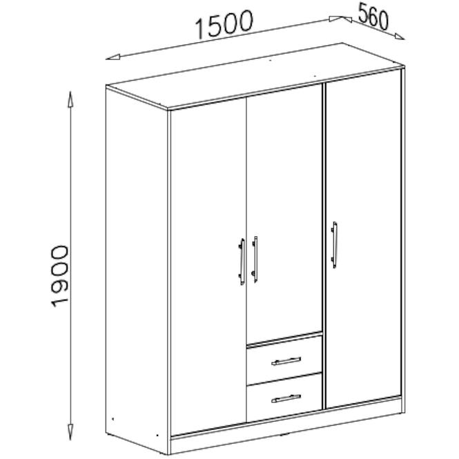 Skriňa Smart SRl2 150 cm dub sonoma/biela