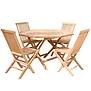Nábytok set s teakového dreva okrúhly stôl + 4 stoličky