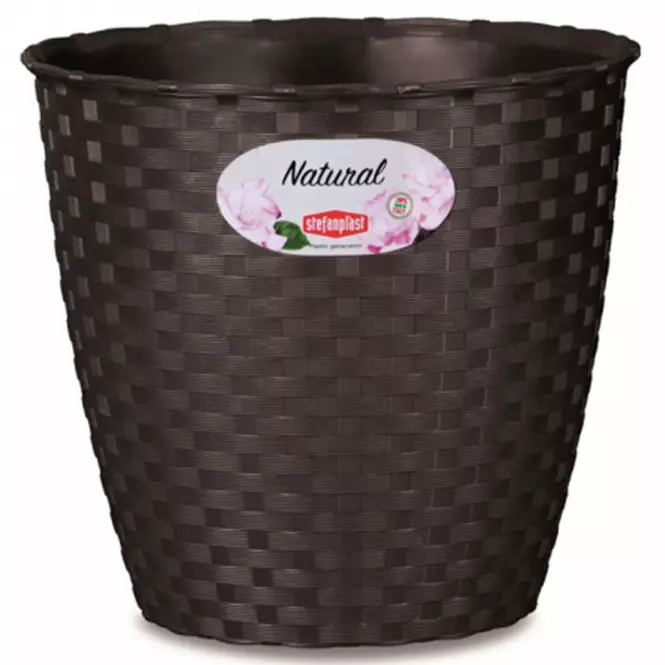 Obal na kvetináč  NATURAL plastový 14x13cm tmavohnedý