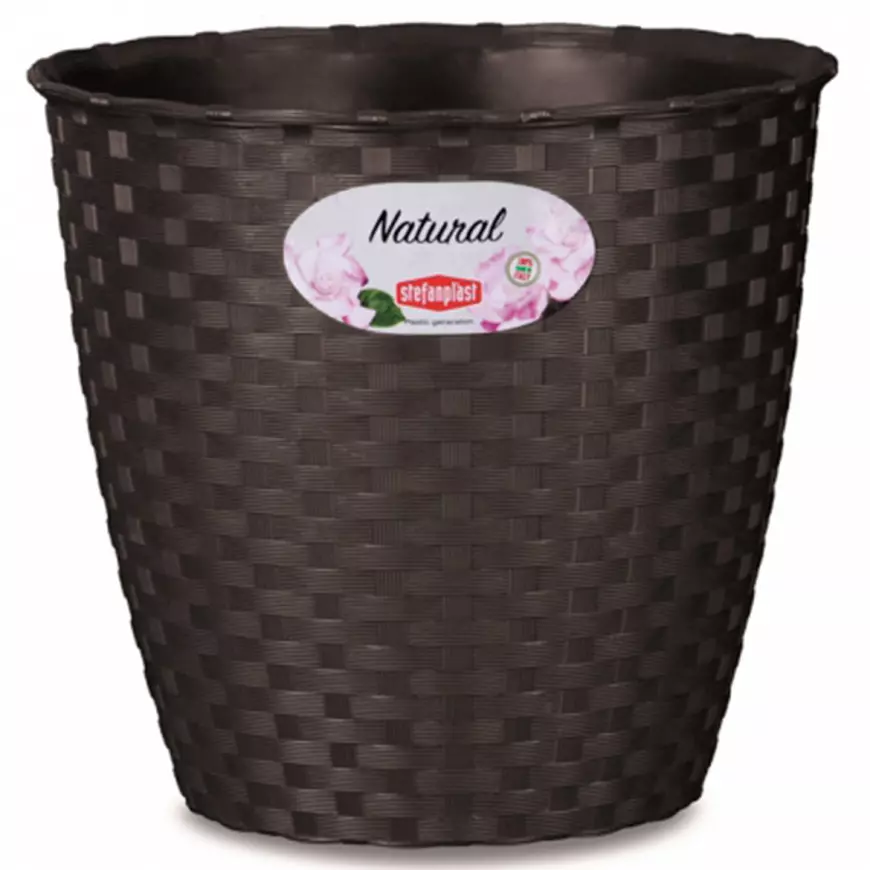 Obal na kvetináč  NATURAL plastový 14x13cm tmavohnedý