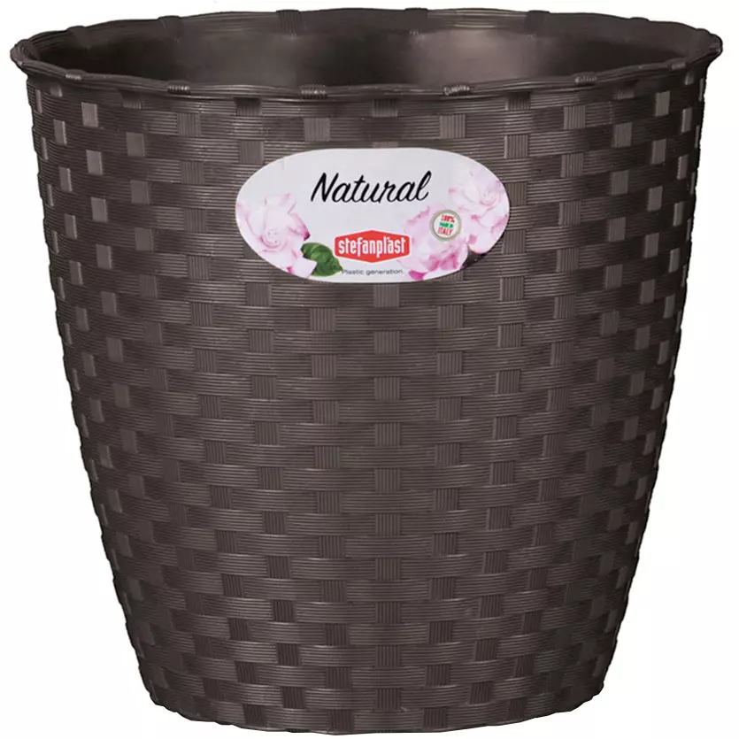 Obal na kvetináč NATURAL plastový 19x18 cm tmavohnedý