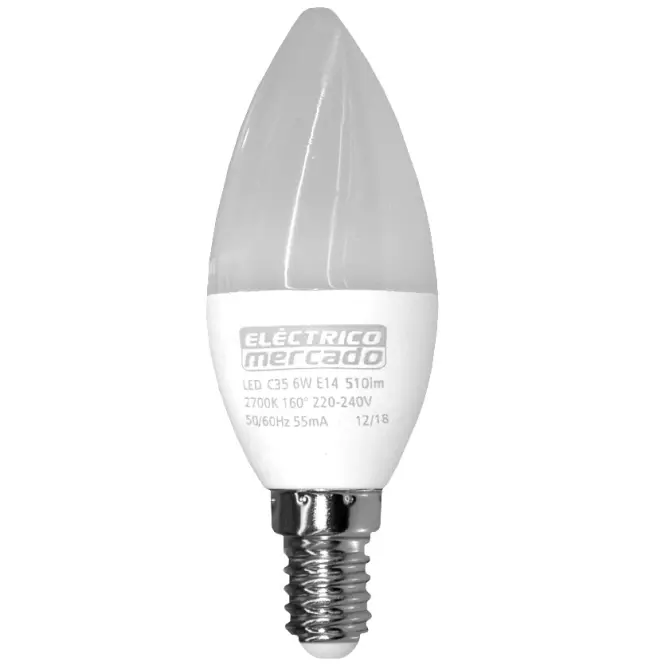Žiarovka LED EM 6W C35 E14 2700K,2