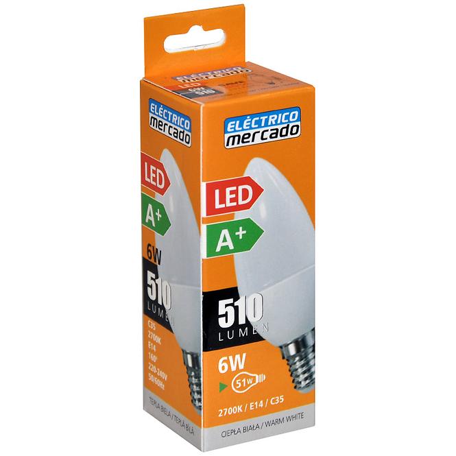 Žiarovka LED EM 6W C35 E14 2700K                        