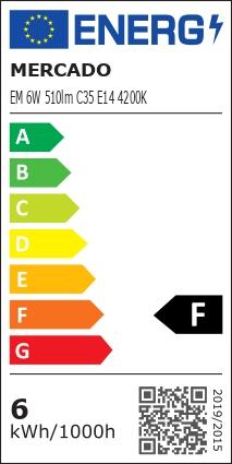 Žiarovka LED  EM 6W C35 E14 4200K                        