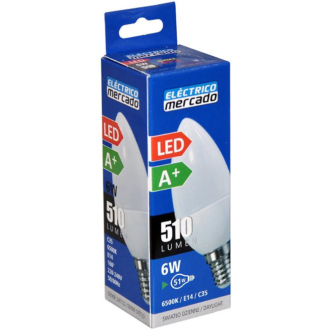 Žiarovka LED EM 6W C35 E14 6500K