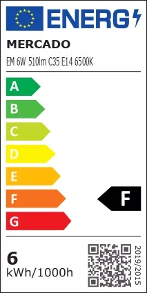 Žiarovka LED EM 6W C35 E14 6500K,5