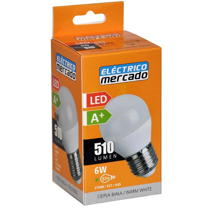 Žiarovka LED EM 6W G45 E27 2700K