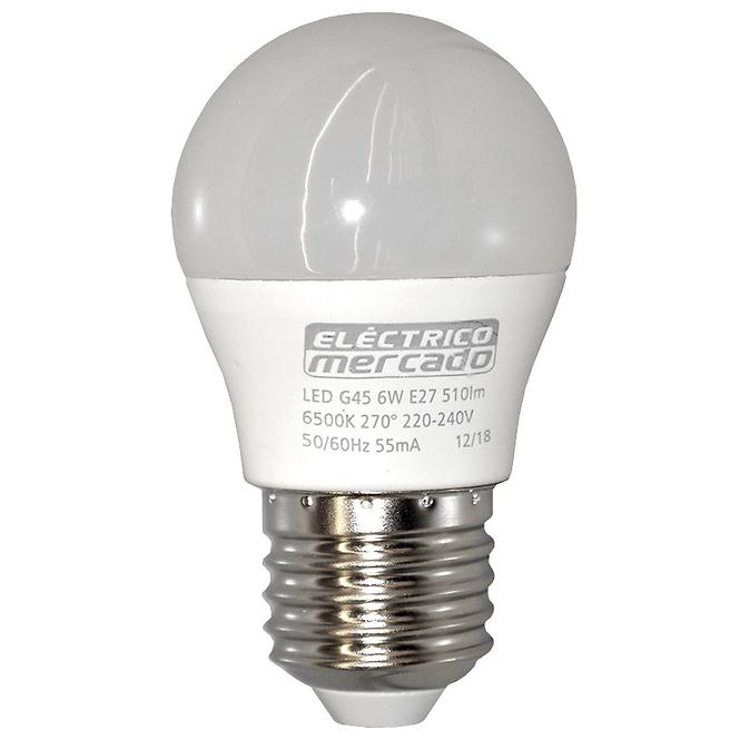 LED žiarovka EM 6W G45 E27 6500K