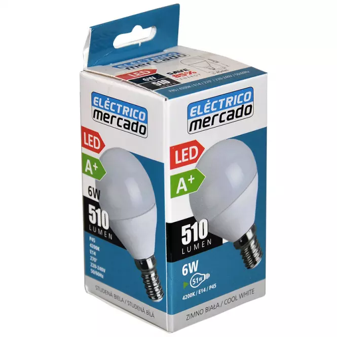 Žiarovka LED EM 6W P45 E14 4200K,3