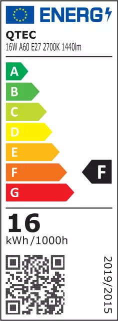 LED žiarovka QTEC A60 16W E27 2700K,6