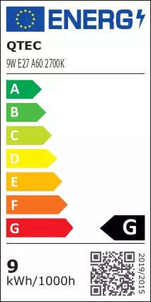 LED žiarovka QTEC A60 9W E27 2700K,7