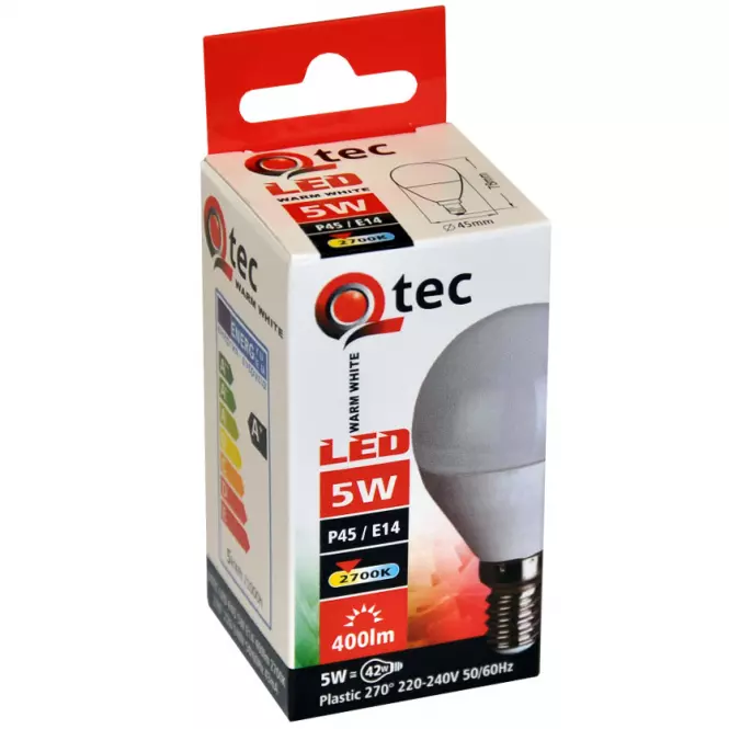 LED žiarovka QTEC P45 5W E14 2700K,3