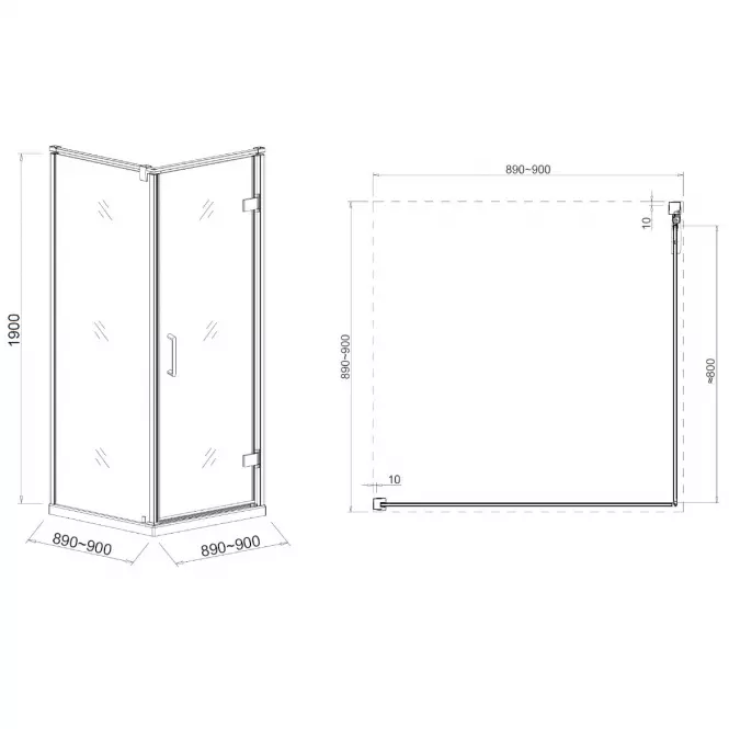 Sprchový kút 90x90x190