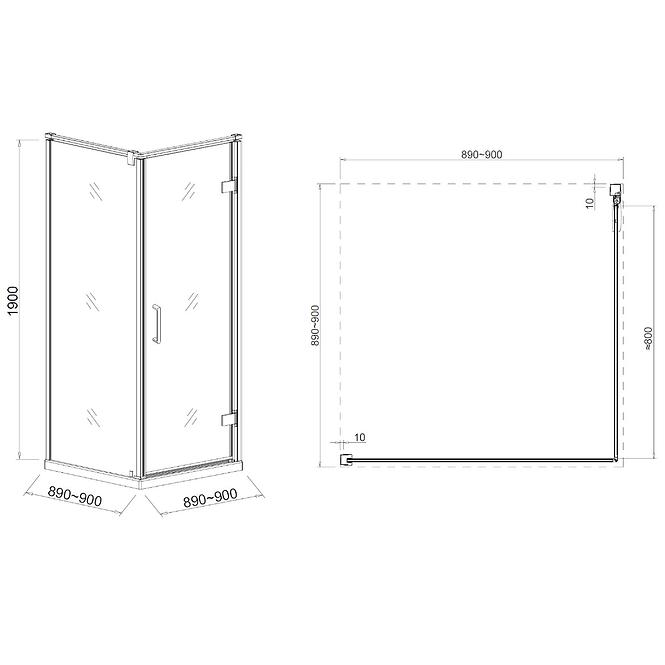 Sprchový kút 90x90x190