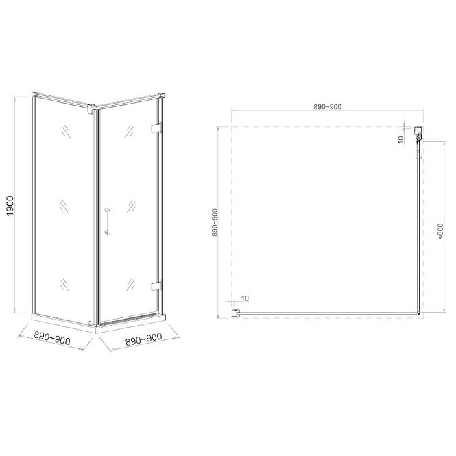 Sprchový kút 90x90x190