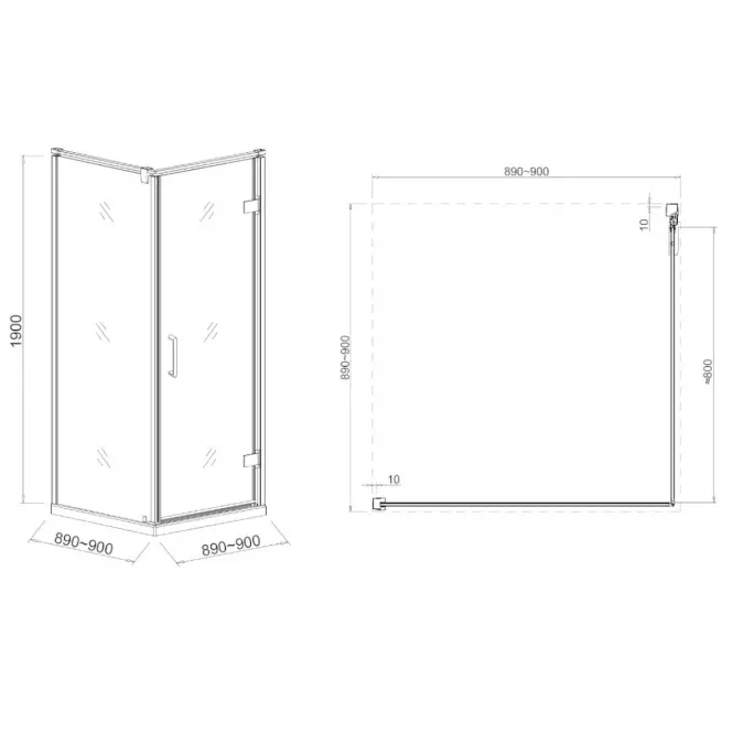 Sprchový kút 90x90x190,4