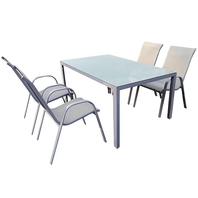 Sklenený stôl Bergen 73x90x150cm farba šedá