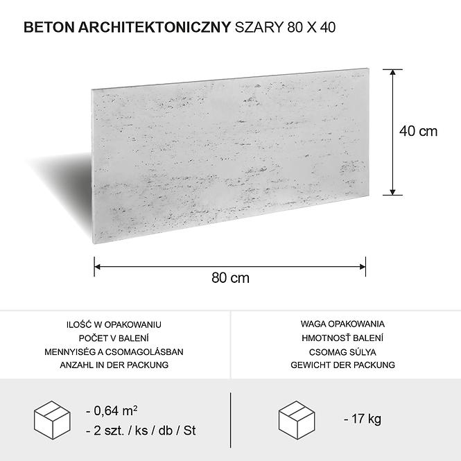 Architektonický Betón šedá 80 x 40 x 1,5cm