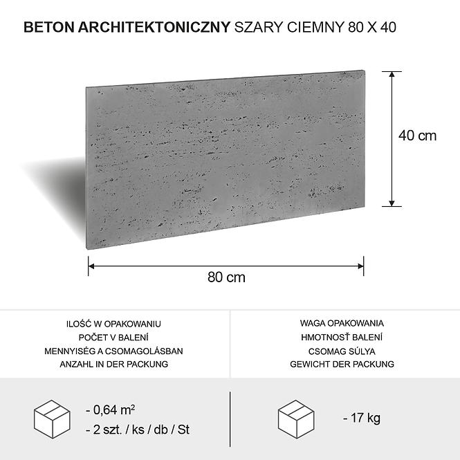 Architektonický Betón Tmavo Šedá 80 x 40 x 1,5cm